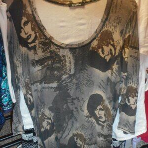 CANADIAN GRAFFITI women's top, handkerchief bottom sides, hi lo size tag removed